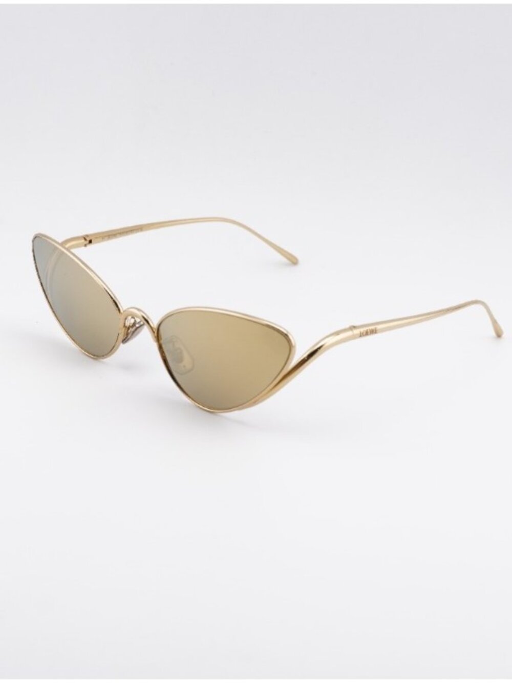 Loewe LW40179U 30G Sunglasses Gold Cat Eye Frame, Yellow Gold Mirror Lenses